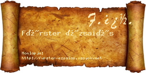 Fürster Ézsaiás névjegykártya